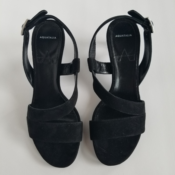 Aquatalia Tana Suede Kitten Heel Strappy Sandal  7 - Picture 2 of 7